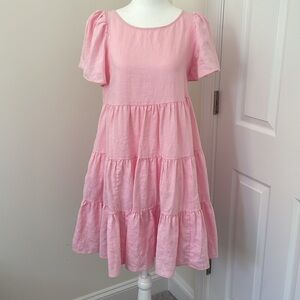 Lilly Pulitzer Jocelyn Pink Linen Tired Dress, Size Small